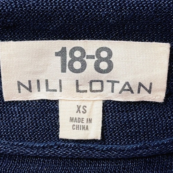 Nili Lotan 100% Linen Oversized Navy Blue Short Sleeve T-Shirt Sweater X-Small - Picture 10 of 15